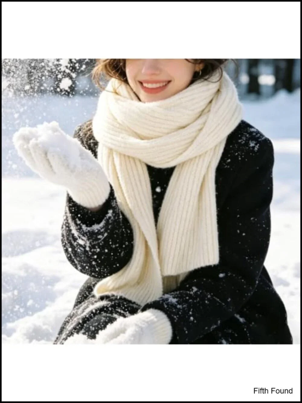 Ribbed Knit Winter Scarf Soft Warm Long Neck Wrap for Cold Weather